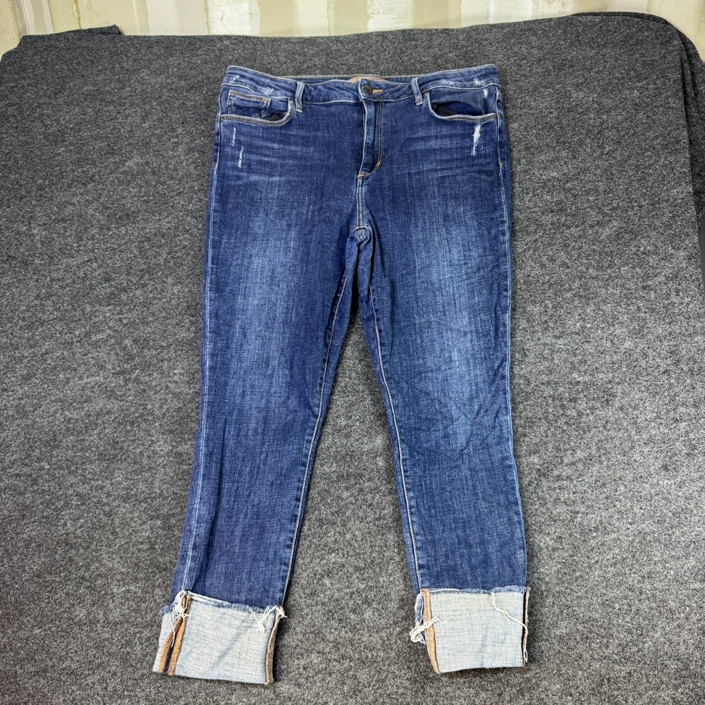 Joe's Cuffed Crop Jeans Womens 34 Blue Whisker Denim Cotton Stretch Medium Wash